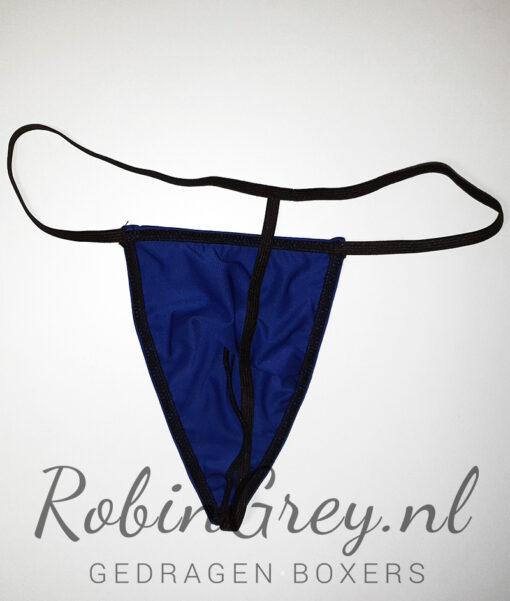 Gedragen blauwe string met zwarte bandjes - Afbeelding 2