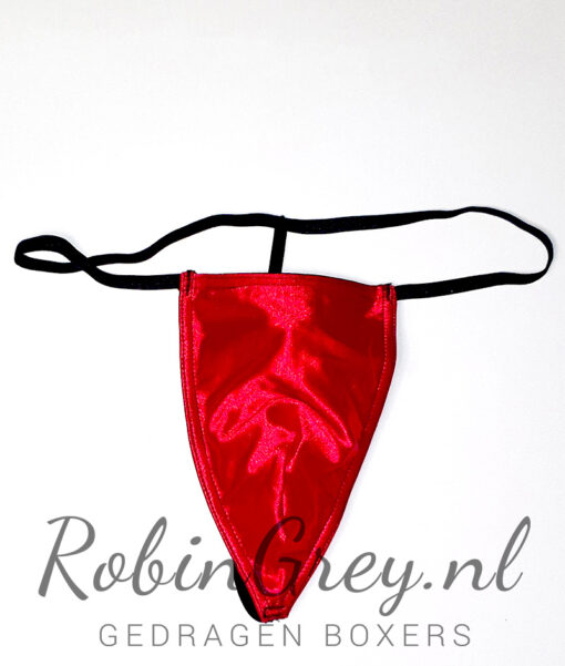 Glimmende rode string met zwarte bandjes
