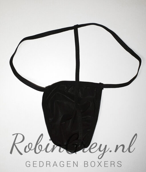 Zwarte wetlook string - Afbeelding 2
