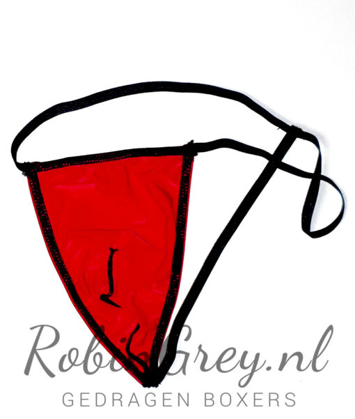 Mat rode string met zwarte bandjes - Afbeelding 2