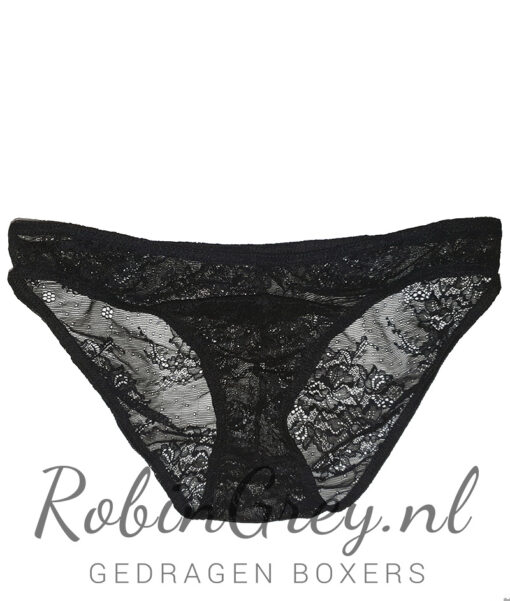 Luxe kanten slip zwart
