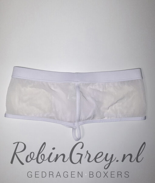 Witte doorzichtige slip string met vlek