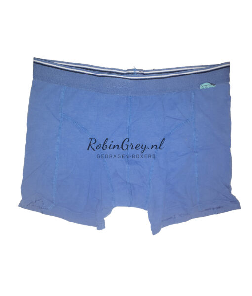 Katoenen boxershort blauw en gedragen
