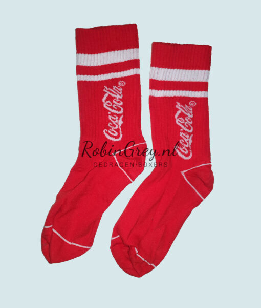 Gedragen Coca Cola sokken rood