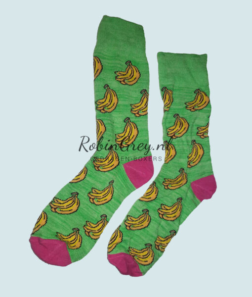 Gedragen sokken groen met bananen